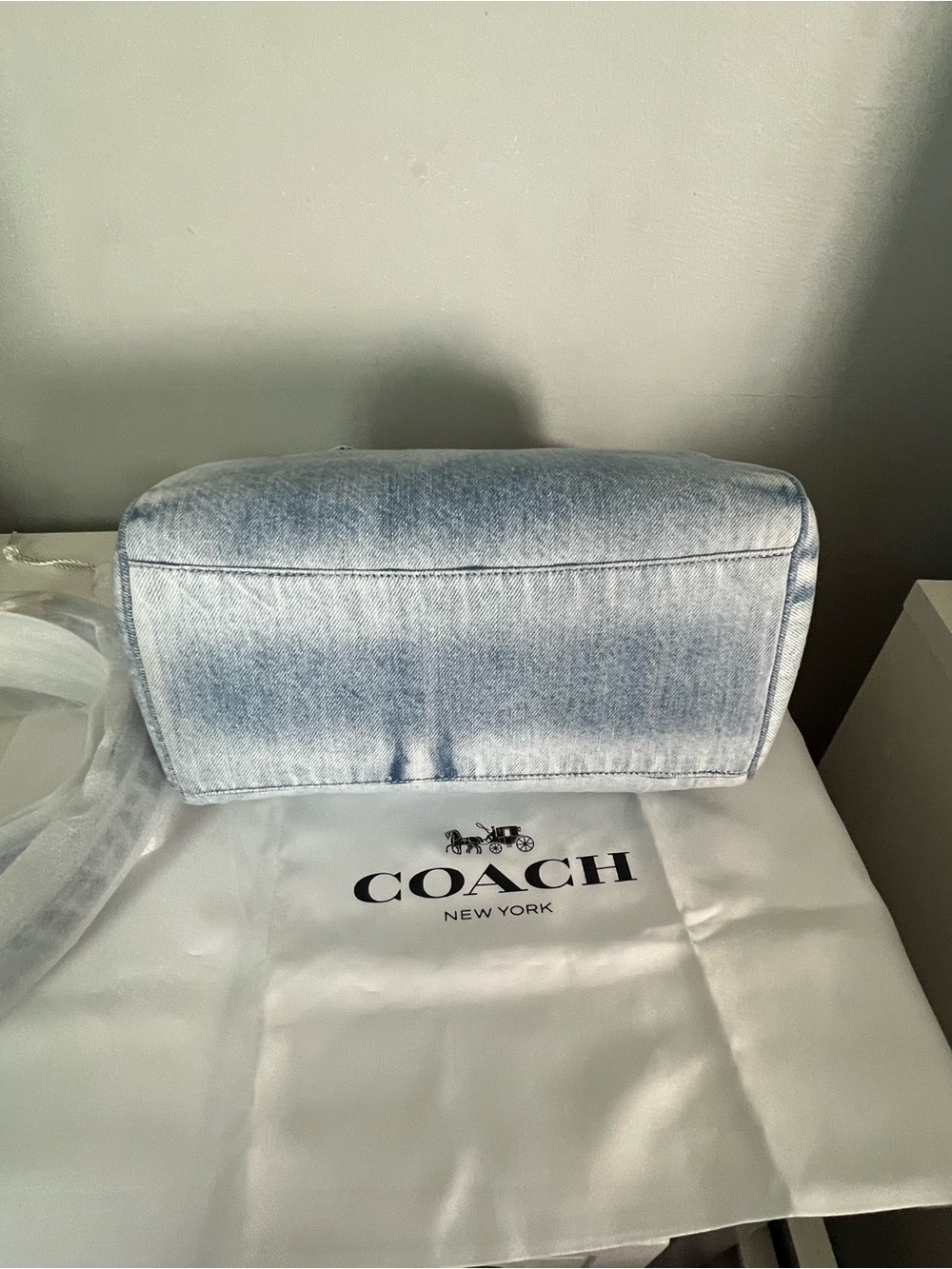 Coach Rowan Satchel Bag In Loved Denim With Charms - Picture 5 of 6